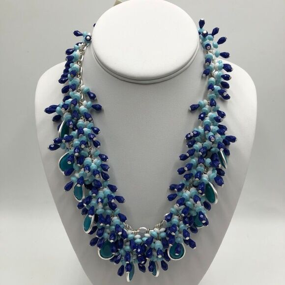 Talbot's Vintage Y2K Women's Beaded NWT Chunky Statement Necklace Seaside Blue - Picture 3 of 11